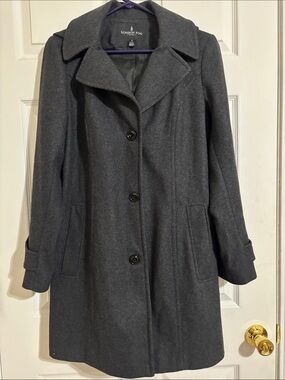 London Fog Women's Dark Charcoal Gray Single-Breasted Pea Coat